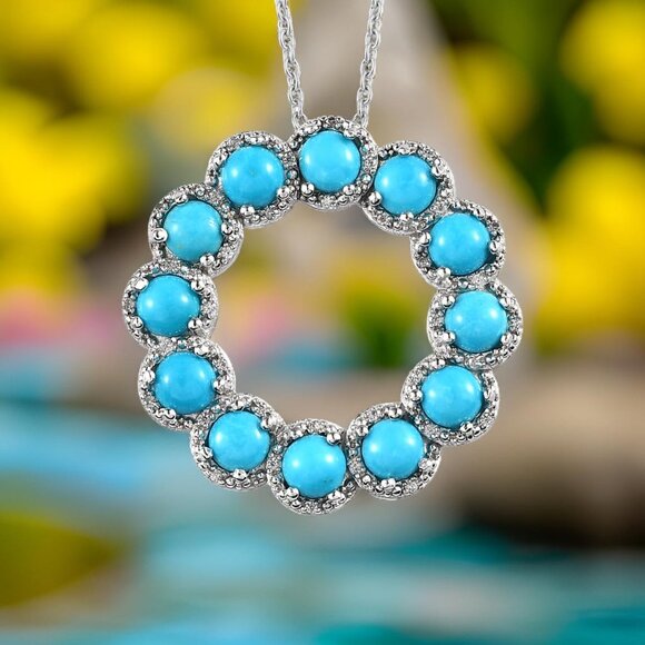 Jewelry - BRAND NEW  Natural Turquoise 925 Sterling Silver Chain Necklace Birthday Gift